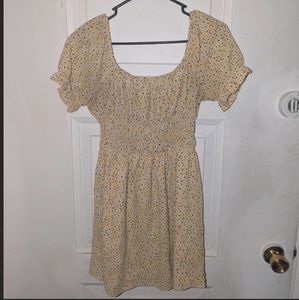 Yellow floral spring or summer dress